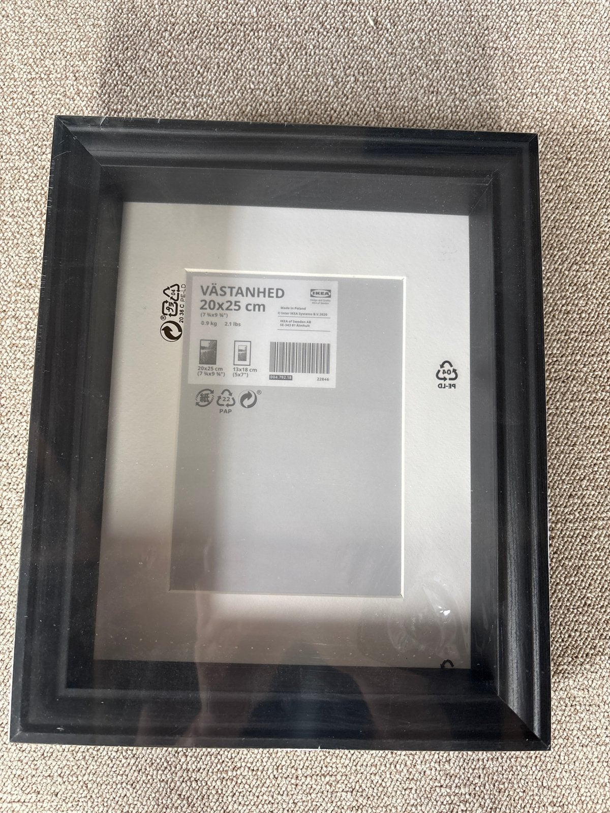 IKEA VÄSTANHED Fotolijst Zwart 20x25 cm, Nieuw, Ophalen of Verzenden, Fotolijst, Met glas