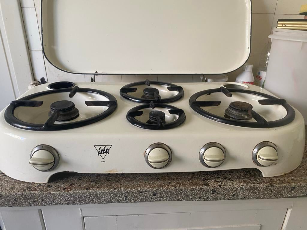 Vintage ATAG 835 Gasfornuis met 4 Kookzones, Gebruikt, Minder dan 85 cm, 60 cm of meer, Gas