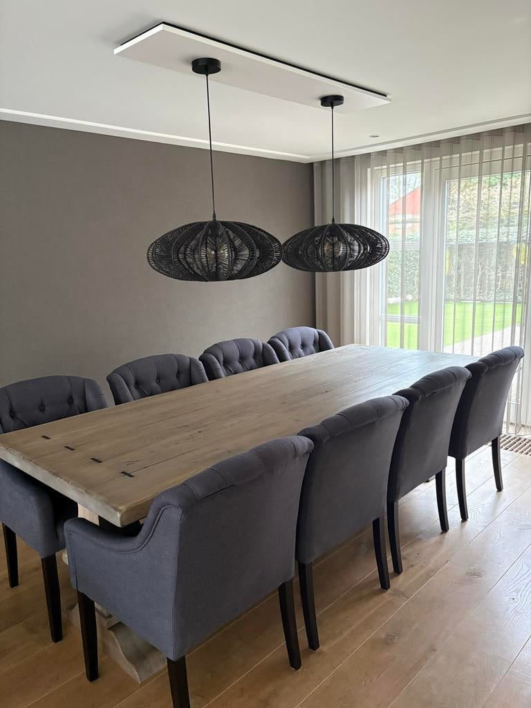 Klooster tafel met stoelen, Gebruikt, 100 tot 150 cm, Verzenden, Eikenhout
