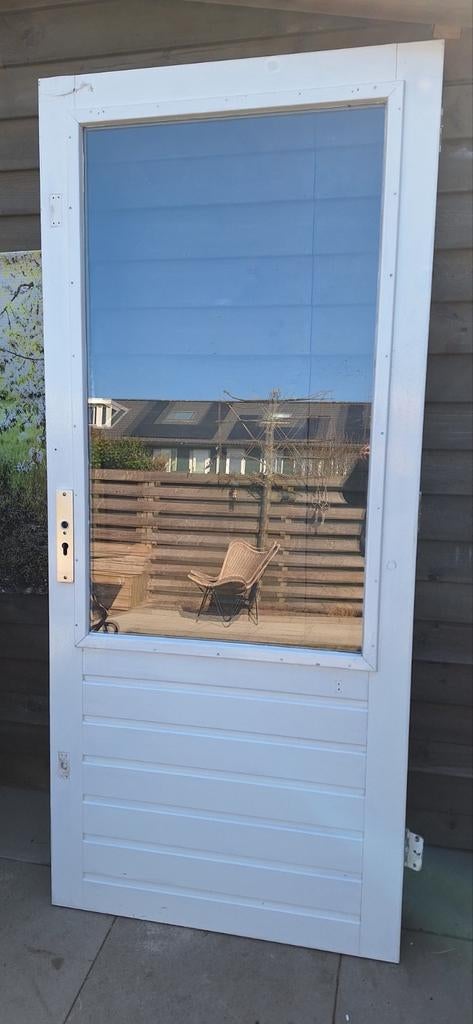 Hardhouten buitendeur, Doe-het-zelf en Verbouw, Deuren en Horren, Ophalen, Gebruikt, 80 tot 100 cm, Buitendeur
