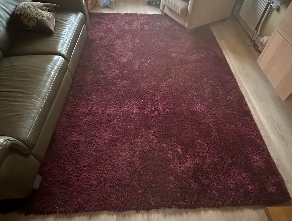 Vloerkleed bordeaux rood ca 200x290, Ophalen, Gebruikt, 200 cm of meer, Rechthoekig