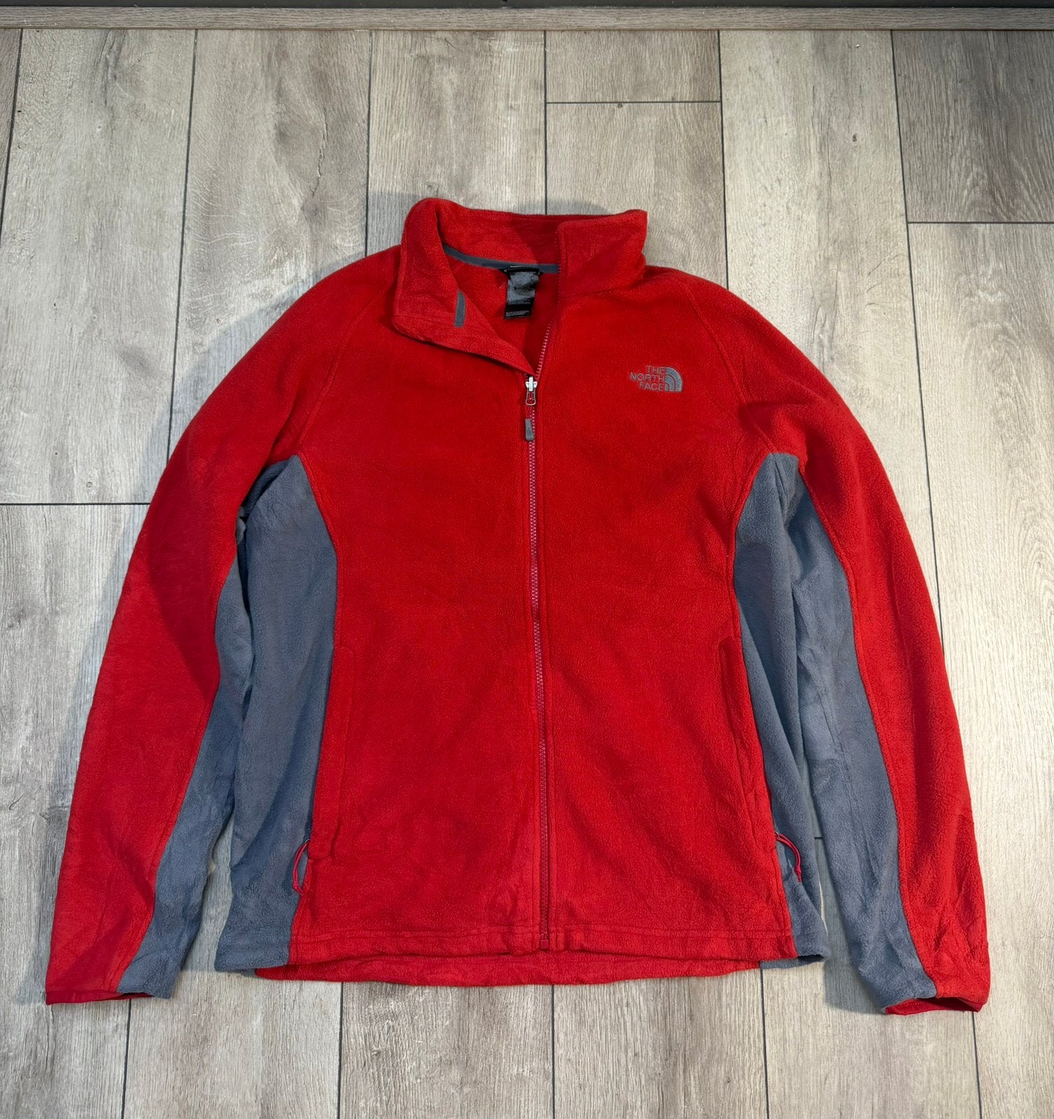 The North Face Fleece Jacket Rood Grijs Full Zip XL/TG Heren, Kleding | Heren, Ophalen of Verzenden, Zo goed als nieuw, Maat 56/58 (XL)