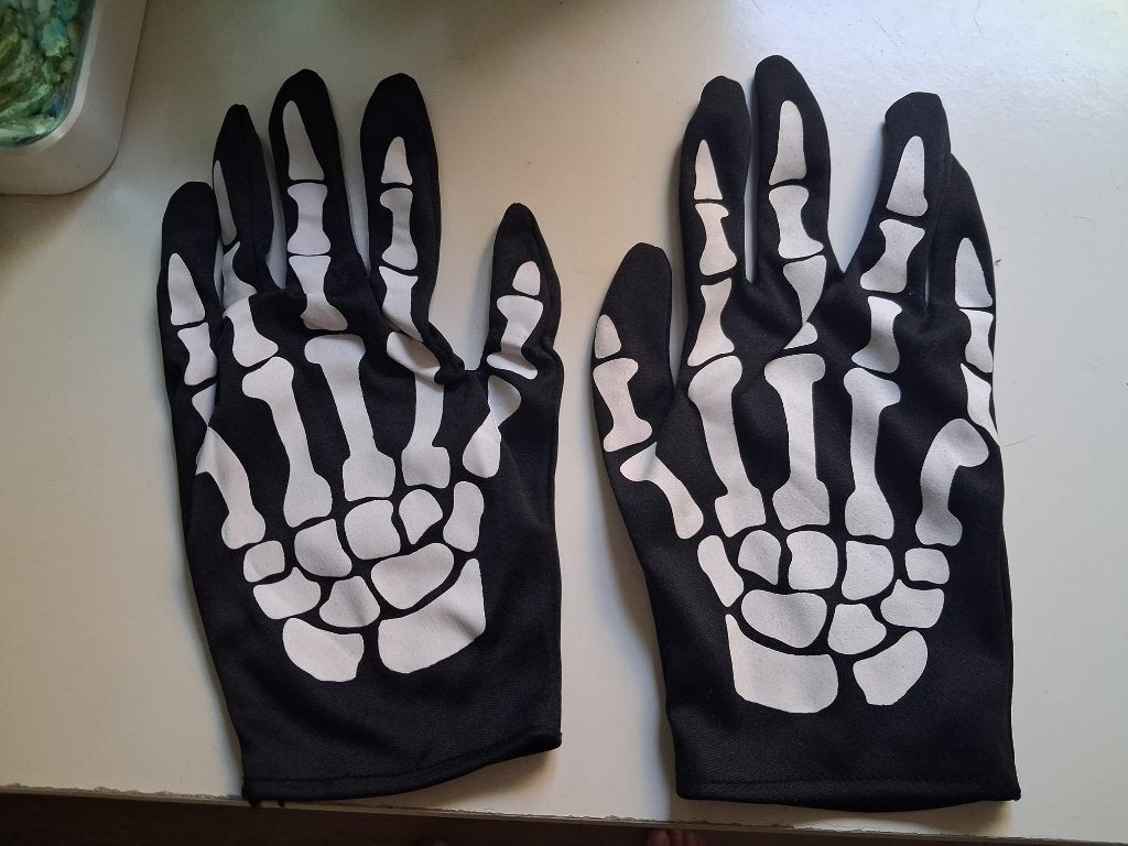 Skelet handschoenen - Halloween, Ophalen of Verzenden, Gebruikt, Overige typen, Halloween of Griezel