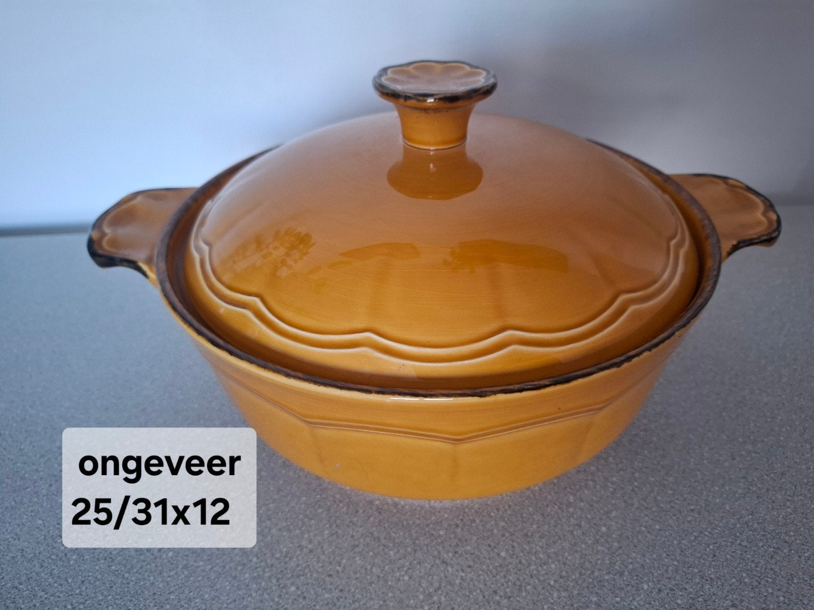 Vintage Pagnossin Stoofpan/Ovenschaal - Okergeel Jaren '70, Antiek en Kunst, Ophalen of Verzenden