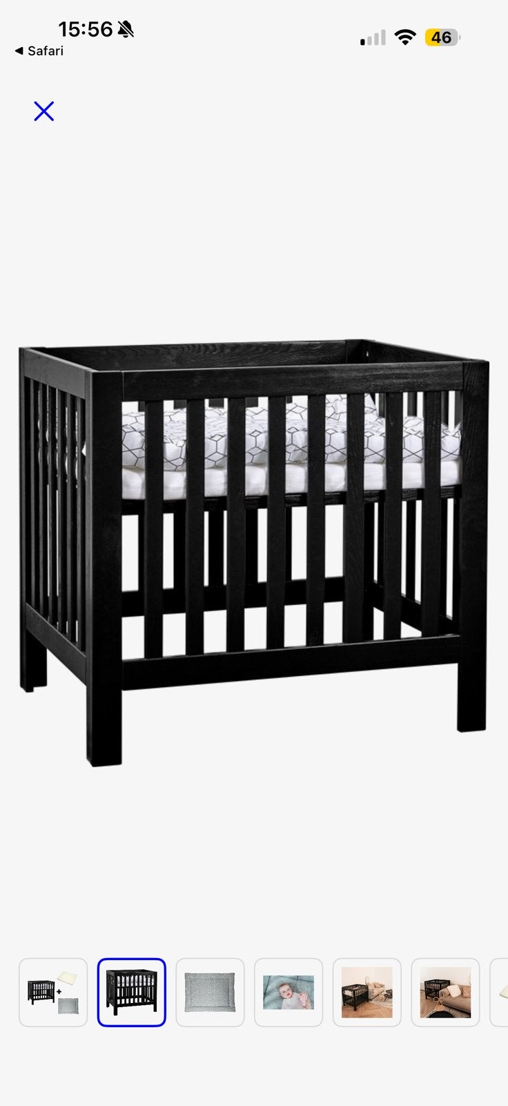 Baby box zwart met matras en hoeslakens, Kinderen en Baby's, Ophalen, Zo goed als nieuw