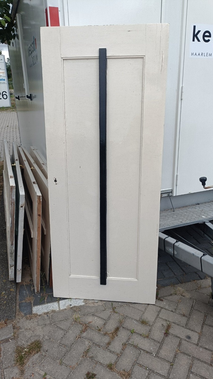 Binnendeur met glaspanelen en beslag, Gebruikt, 80 tot 100 cm, Binnendeur, Ophalen of Verzenden