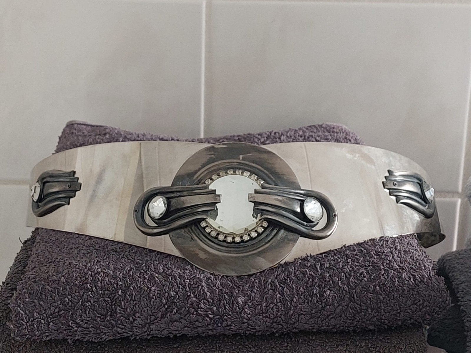Ermani Bulatti Art Deco metalen designer riem, Ophalen, 5 cm of meer, Tailleriem, Gedragen
