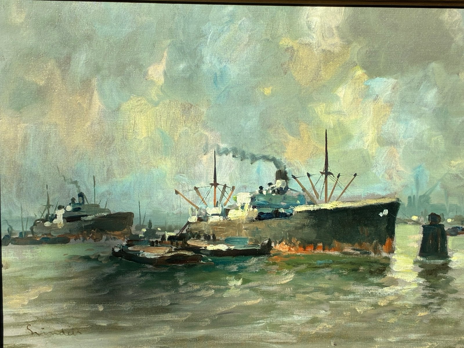 Maritiem schilderij van Linders, Antiek en Kunst, Ophalen, Maritiem / water, Doek, Realistisch