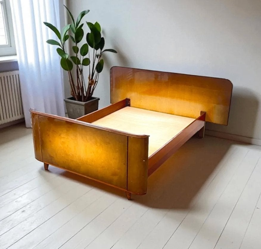 Vintage 1960s High-Gloss Bed – 130  190 cm, Ophalen