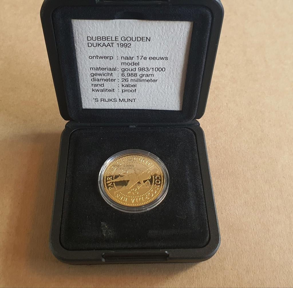 Dubbele Gouden Dukaat 1992 - proof, Postzegels en Munten, Edelmetalen en Baren, Goud, Ophalen