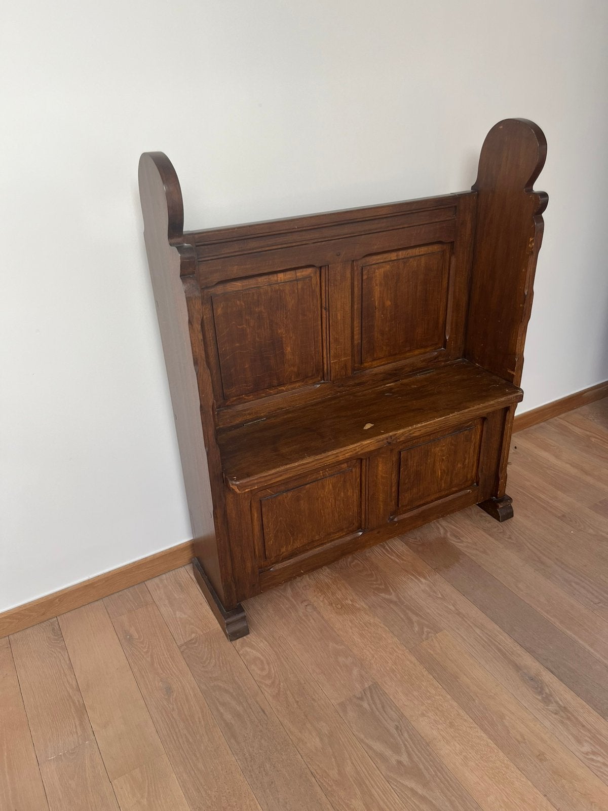 Antieke eikenhouten halbank, Ophalen