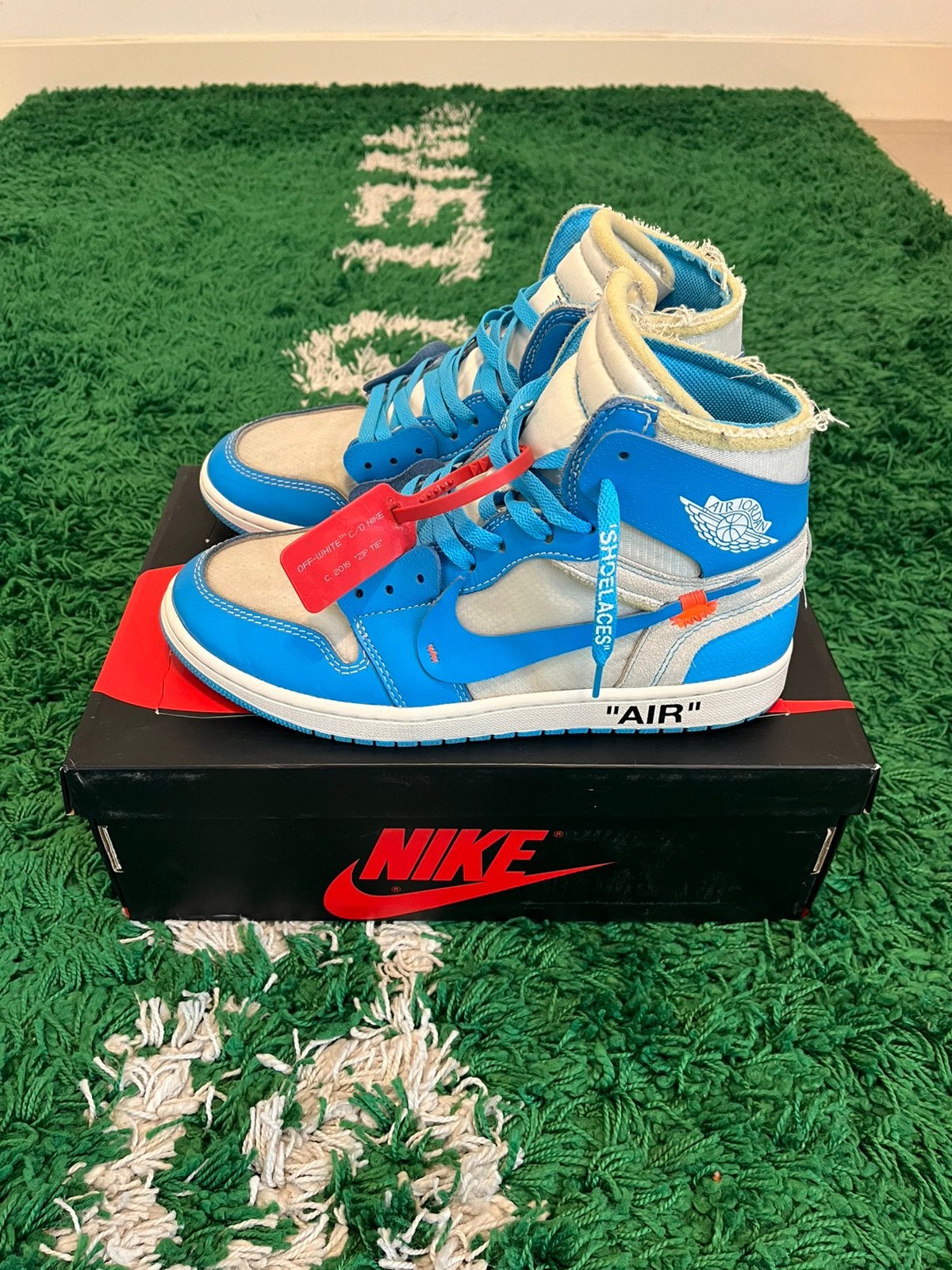 Nike x off white jordan 1 maat 43, Blauw, Ophalen of Verzenden, Sneakers of Gympen, Gedragen