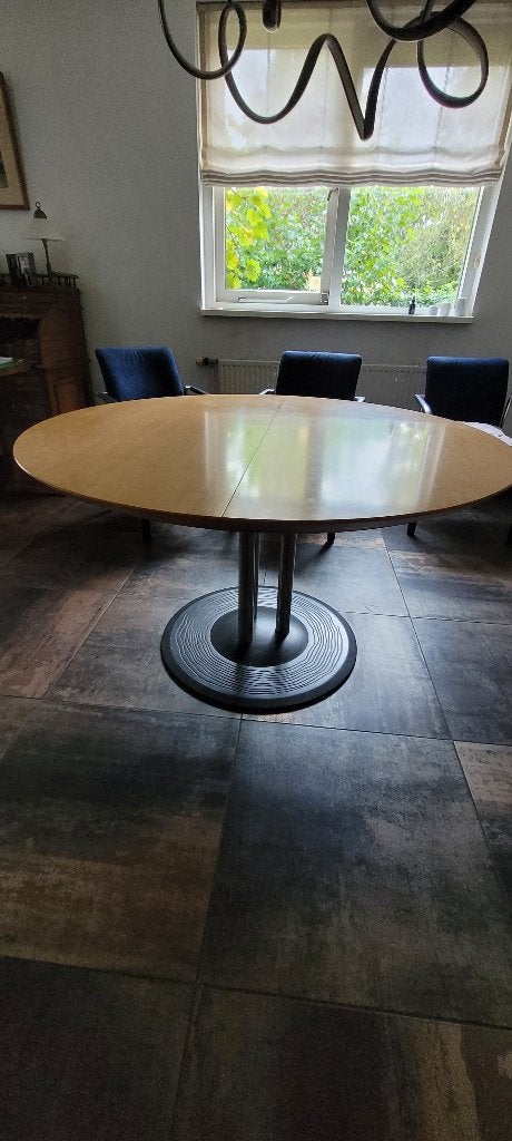 Ronde eettafel, met design onderstel, kersen, verlengbaar, Ophalen, Gebruikt, Rond, Kersenhout