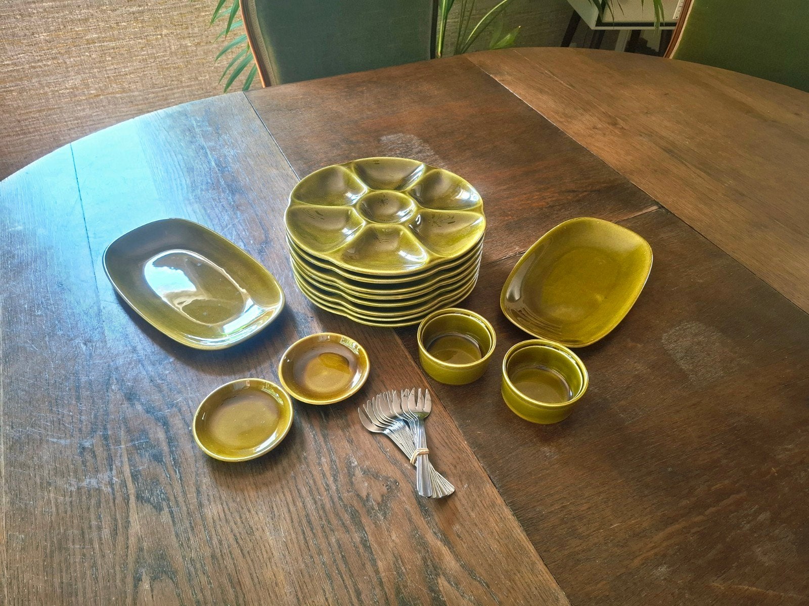 Vintage fondueset Gien France, Ophalen of Verzenden