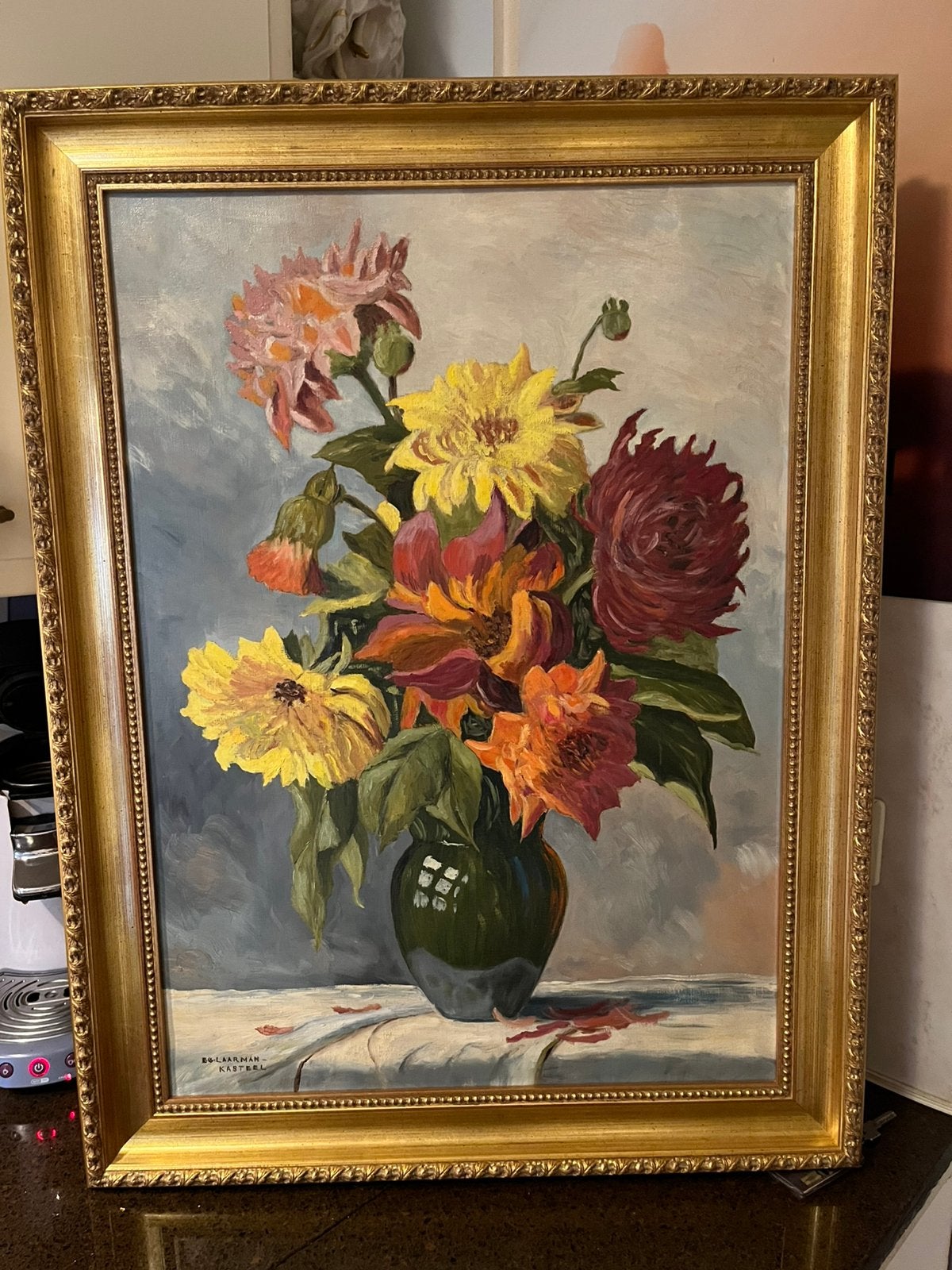 Prachtige groot olieverf bloemen stilleven schilderij, Ophalen