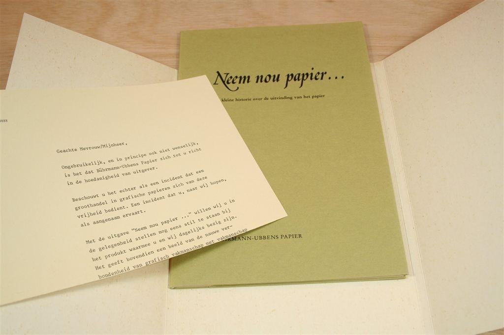 Neem nou papier —Geschiedenis Uitgave Bührmann-Ubbens Papier, Ophalen of Verzenden, Gelezen