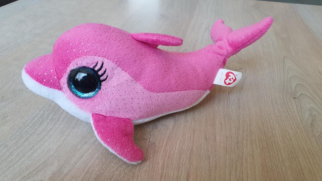 Ty knuffel dolfijn. Roze met glitters., Ophalen of Verzenden, Zo goed als nieuw