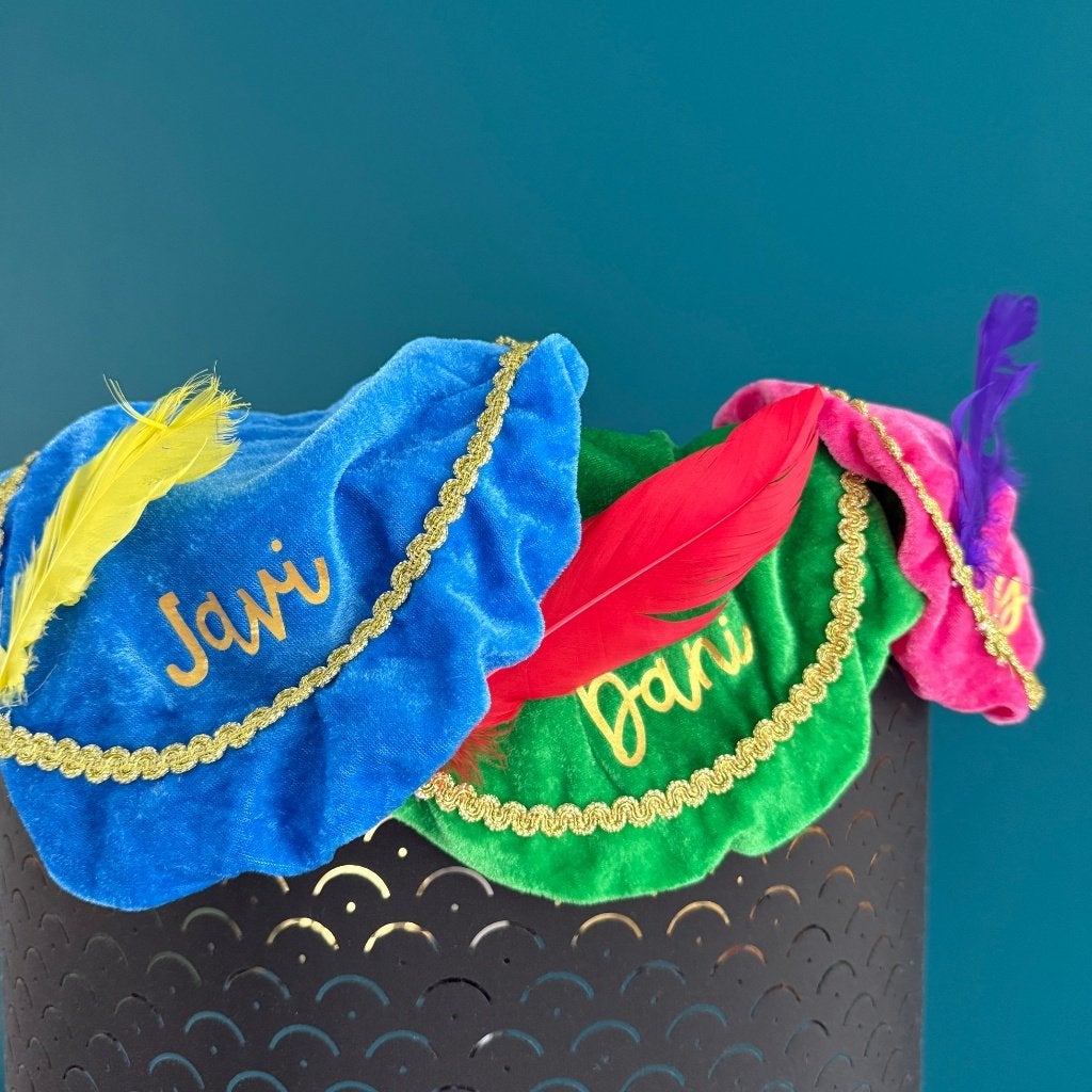 Pietenmuts blauw met naam gepersonaliseerd, Ophalen of Verzenden, Nieuw