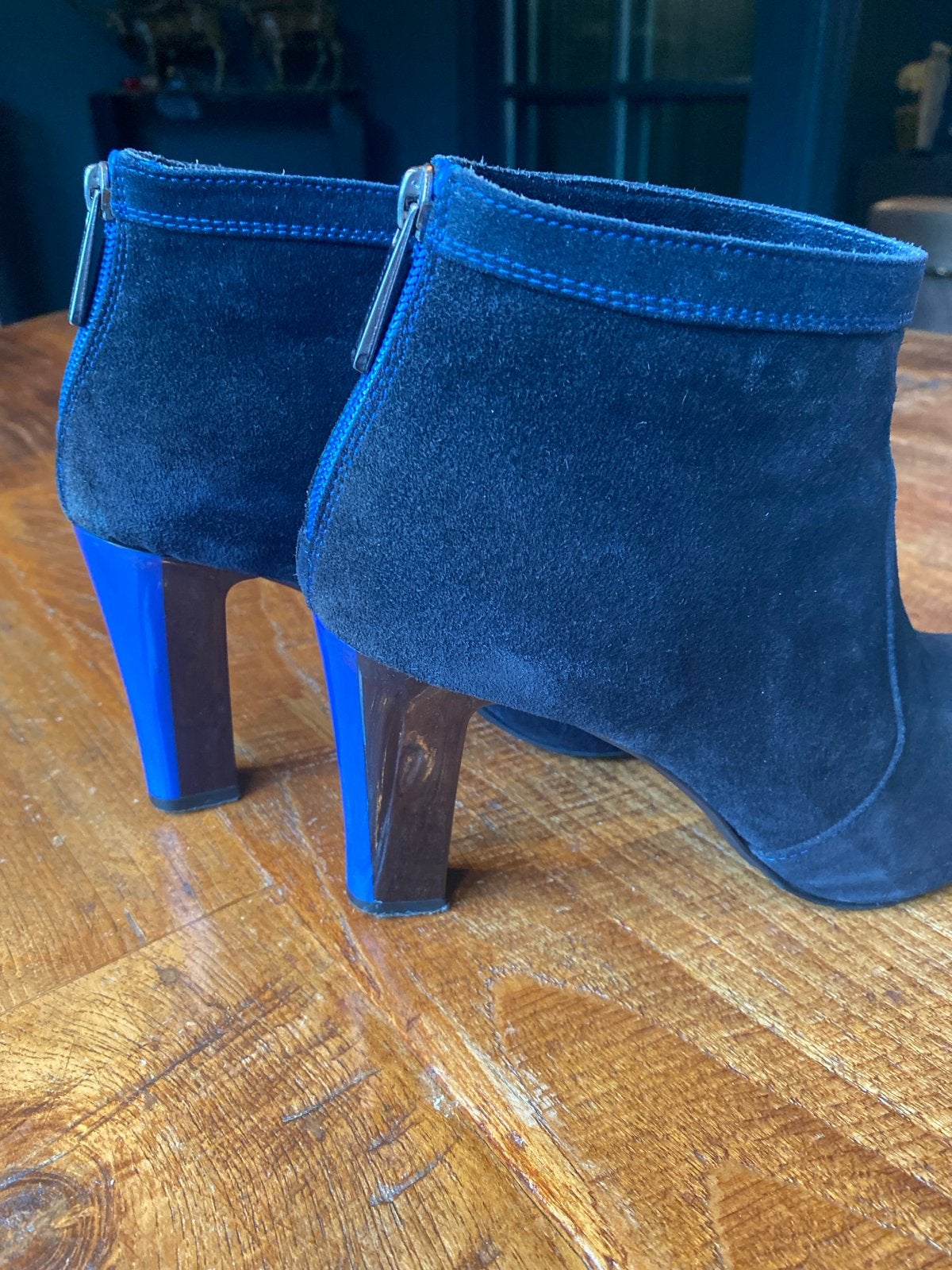 Colette Sol suède enkellaarzen met blauwe hakken, maat 40, Blauw, ., Lage of Enkellaarzen, Ophalen of Verzenden