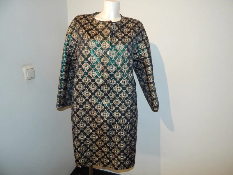 Max Mara beeldschone jas goud groen glinster broche D42