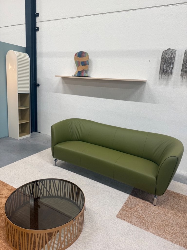 Nieuw Leolux Pupilla Bank 2 Zits Groen leer 180, Leolux, Info@leolux.nl, 150 tot 200 cm, Ophalen of Verzenden