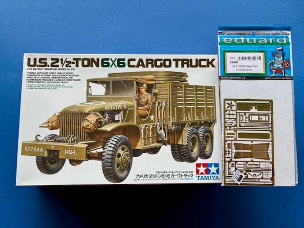 Tamiya US 21/2t Truck incl EDU PE set 1/35 35218 35466, 1:32 tot 1:50, Nieuw, Ophalen of Verzenden, Truck