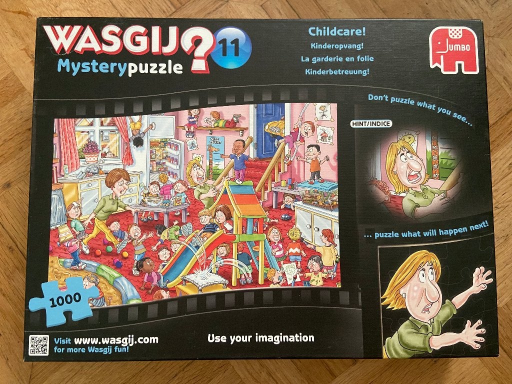 Wasgij puzzel 1000st: Kinderopvang!, Hobby en Vrije tijd, Denksport en Puzzels, Ophalen, 500 t/m 1500 stukjes, Zo goed als nieuw