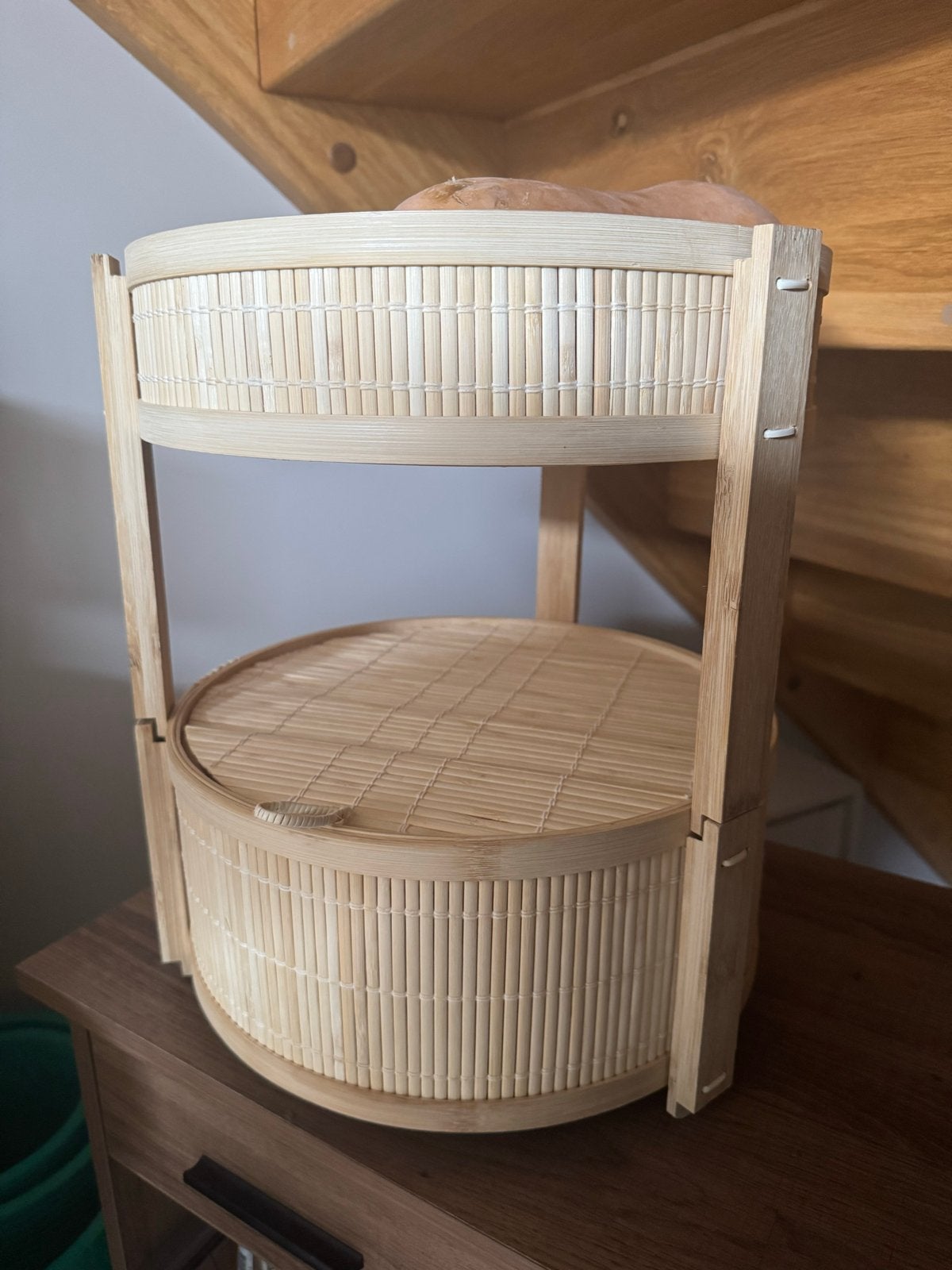 IKEA KANELMOTT groente/fruitmand,, Huis en Inrichting, Woonaccessoires | Schalen en Manden, Ophalen, Met deksel, Schaal, Rond