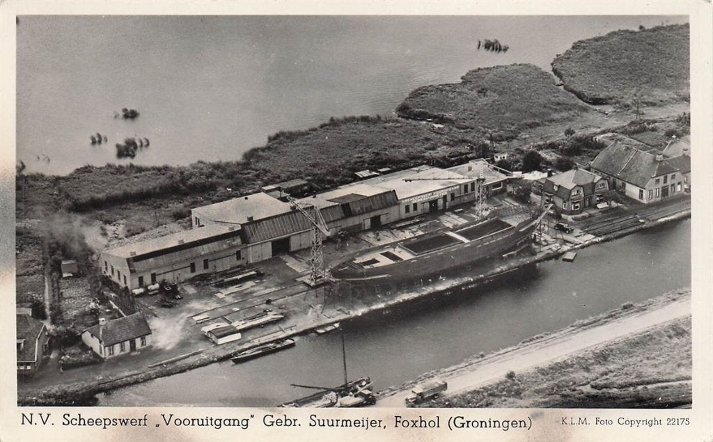 703-383-033 N.V Scheepswerf Vooruitgang Foxhol, Verzamelen, Ansichtkaarten | Nederland, Verzenden, Voor 1920, Groningen