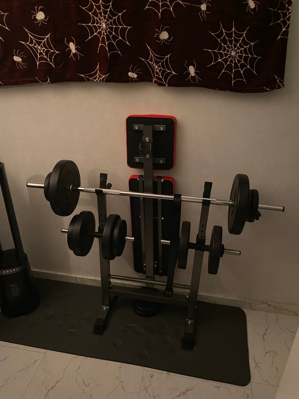 LUXTRI Opvouwbare Fitnessbank met VIRTUFIT Halterset 60,5 kg, Sport en Fitness, Fitnessmaterialen, Ophalen, Zo goed als nieuw