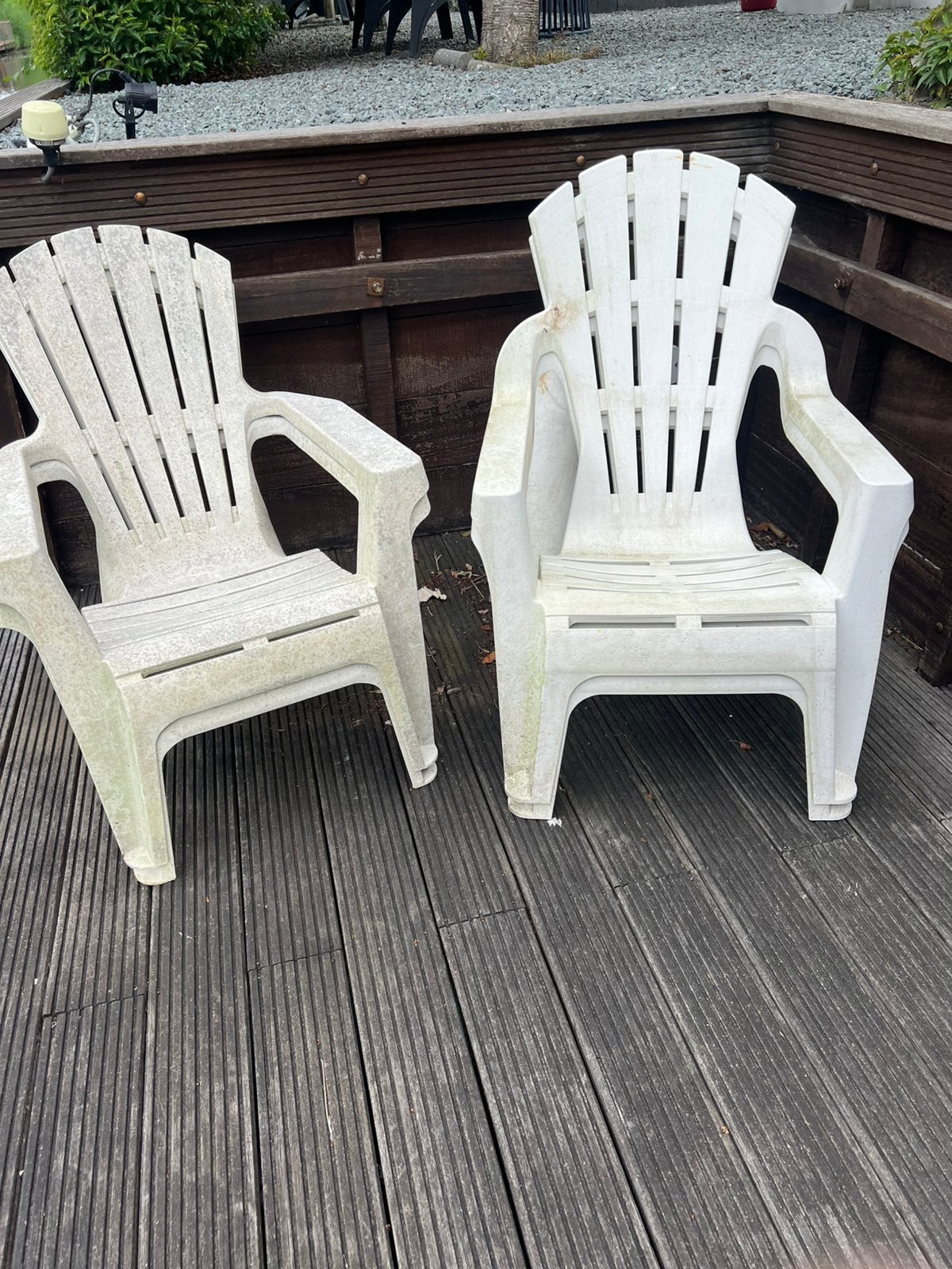 4x wit kunststof tuinstoel, Adirondack stijl, Ophalen of Verzenden, Gebruikt, Kunststof
