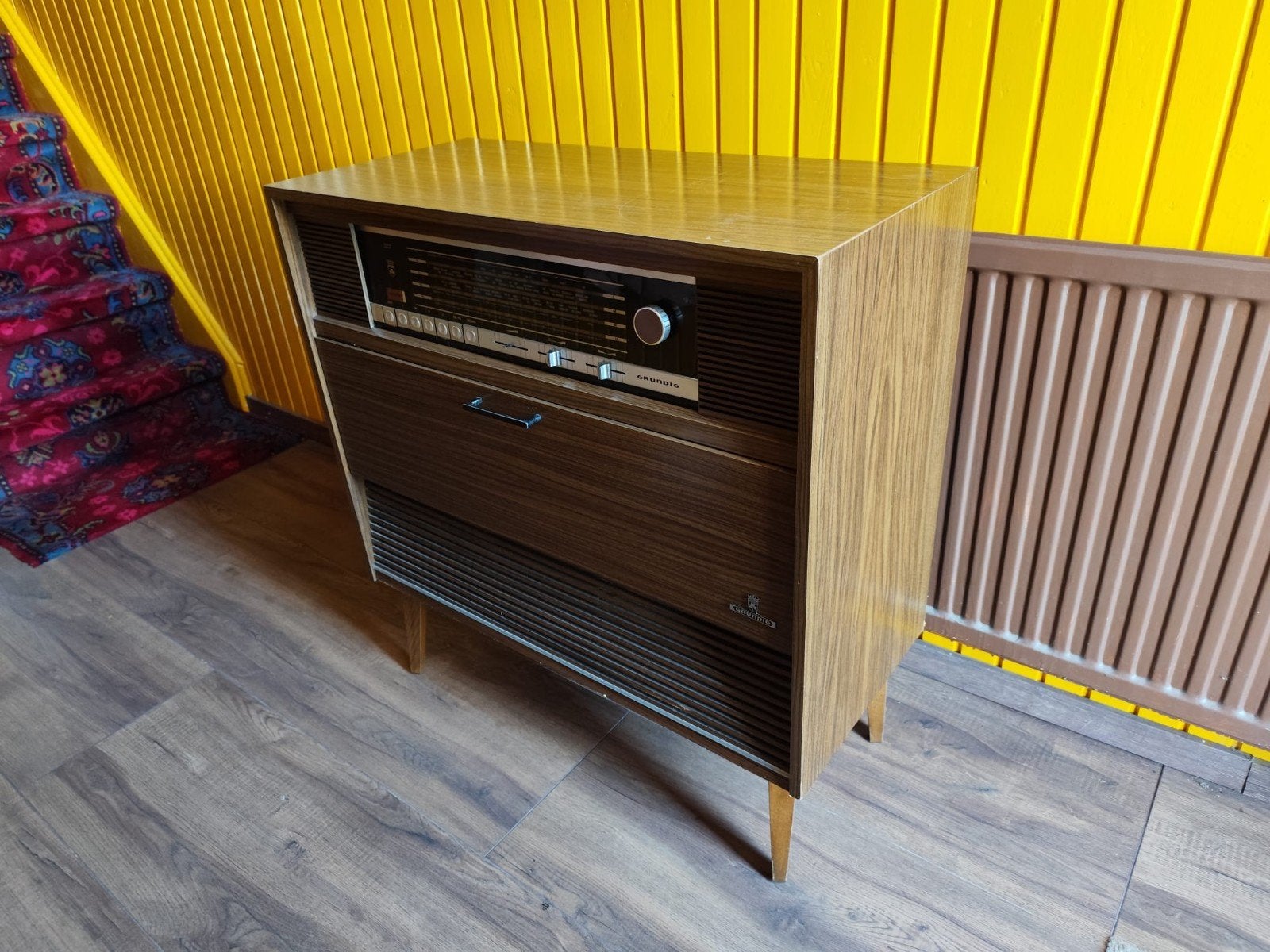 Vintage retro Grundig Radiokastje platenspeler, Ophalen, Gebruikt, Platenspeler, Overige merken