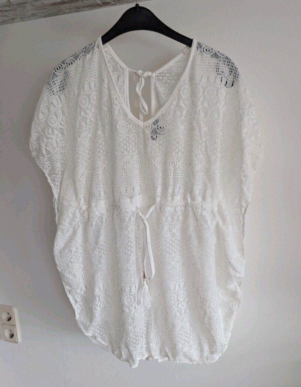 Primark witte kanten strandjurk maat S/M, Wit, Nieuw, Korte mouw, Maat 36 (S)