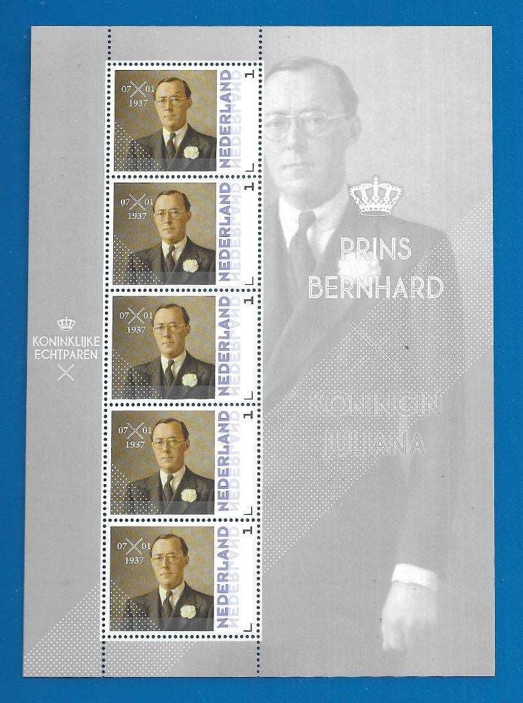 Postzegelvel Koninklijke Echtparen - Prins Bernhard, Postzegels en Munten, Postzegels | Nederland, Verzenden, Na 1940, Postfris