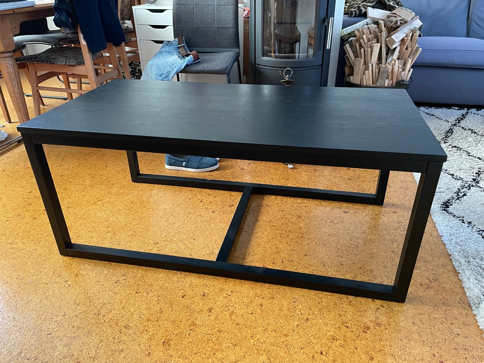 Zwarte houten salontafel 120x60x50, Ophalen, Gebruikt, 100 tot 150 cm, 50 tot 100 cm