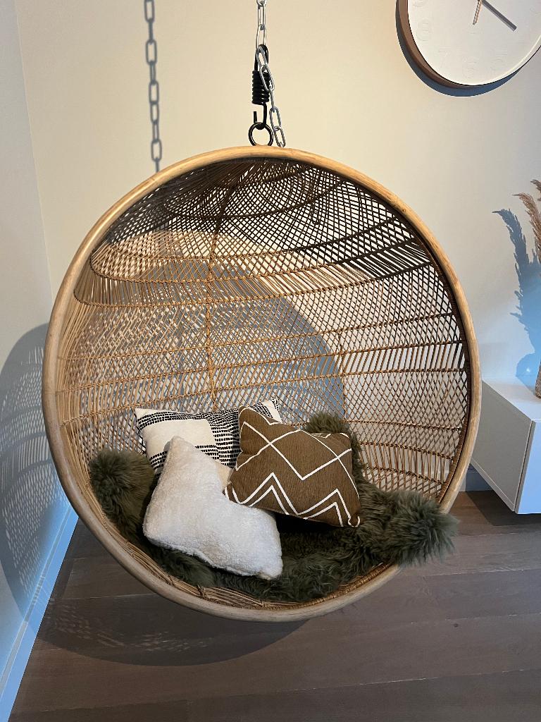 HK Living rotan hangstoel, Ophalen, Bruin, Riet of Rotan, Zo goed als nieuw