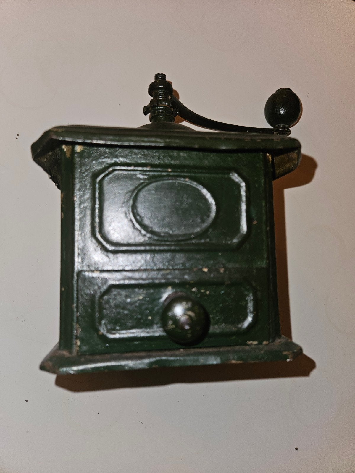 Antieke koffiemolen - Groen gietijzer, Antiek en Kunst, Ophalen of Verzenden