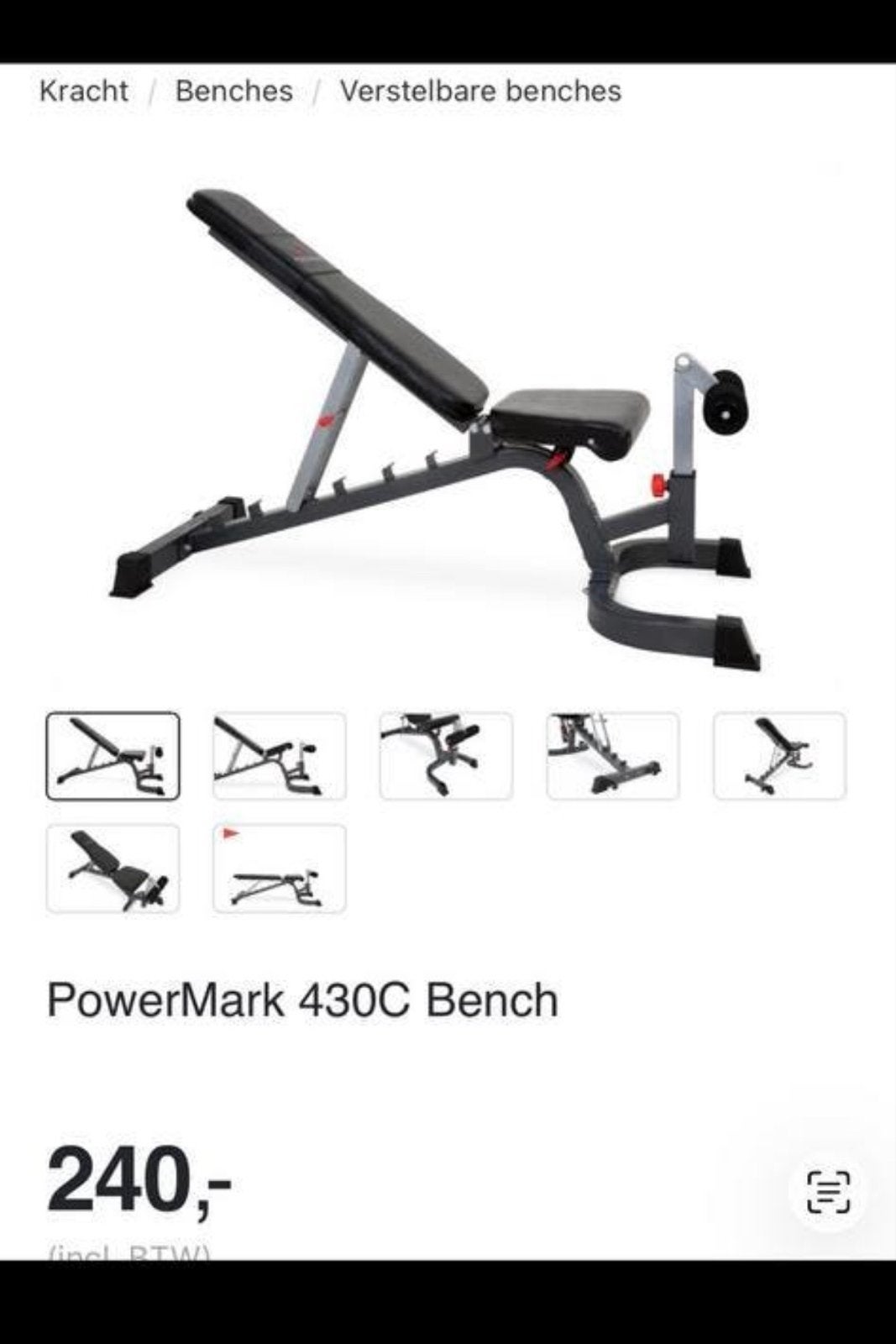 PowerMark 430C Verstelbare Krachtbank, Sport en Fitness, Fitnessapparatuur, Ophalen, Krachtstation, Metaal, Armen