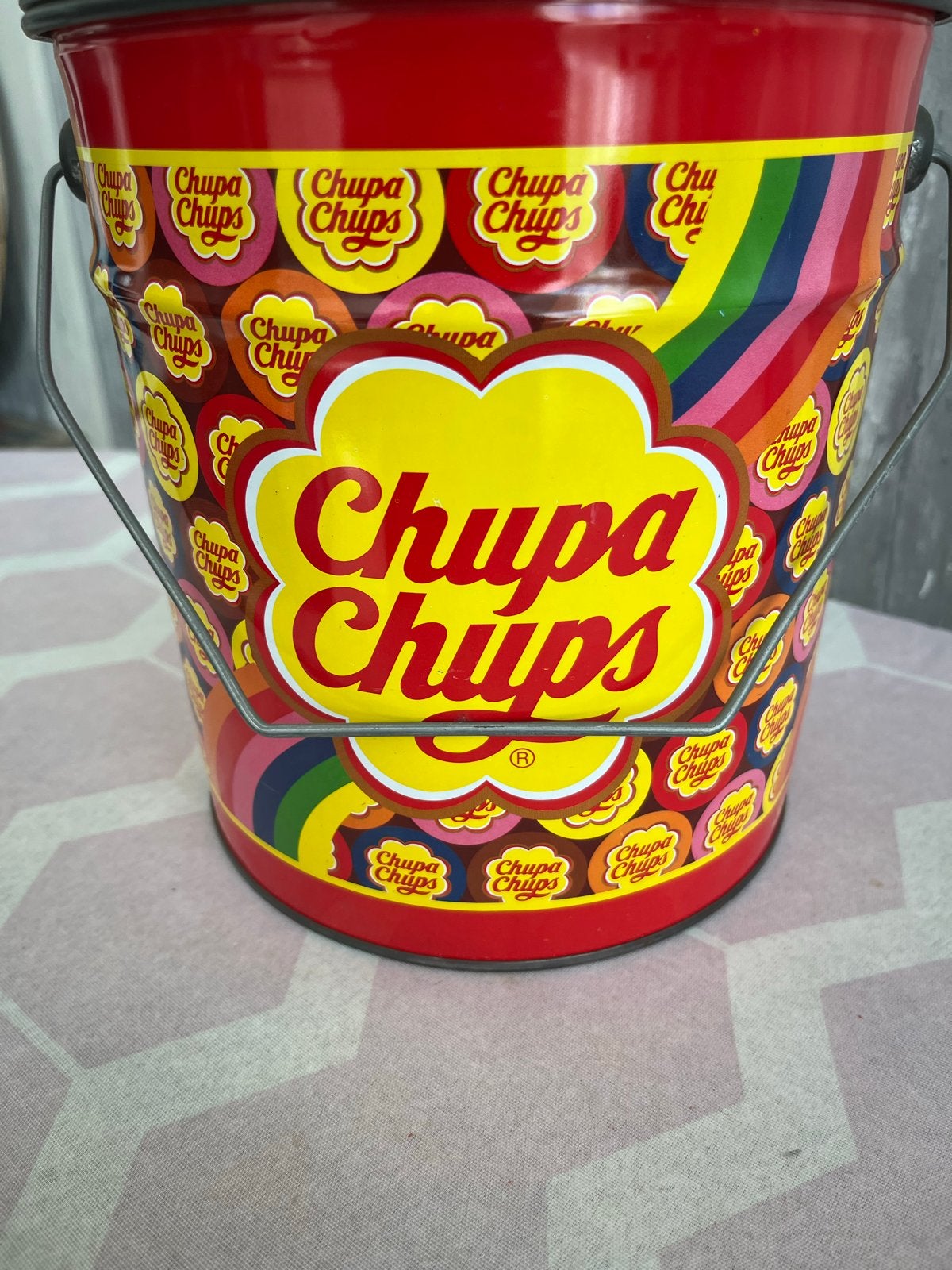 Leeg Chupa Chups blik - 20 cm hoog, 19 cm diameter, Ophalen of Verzenden, Gebruikt, Overige, Overige merken