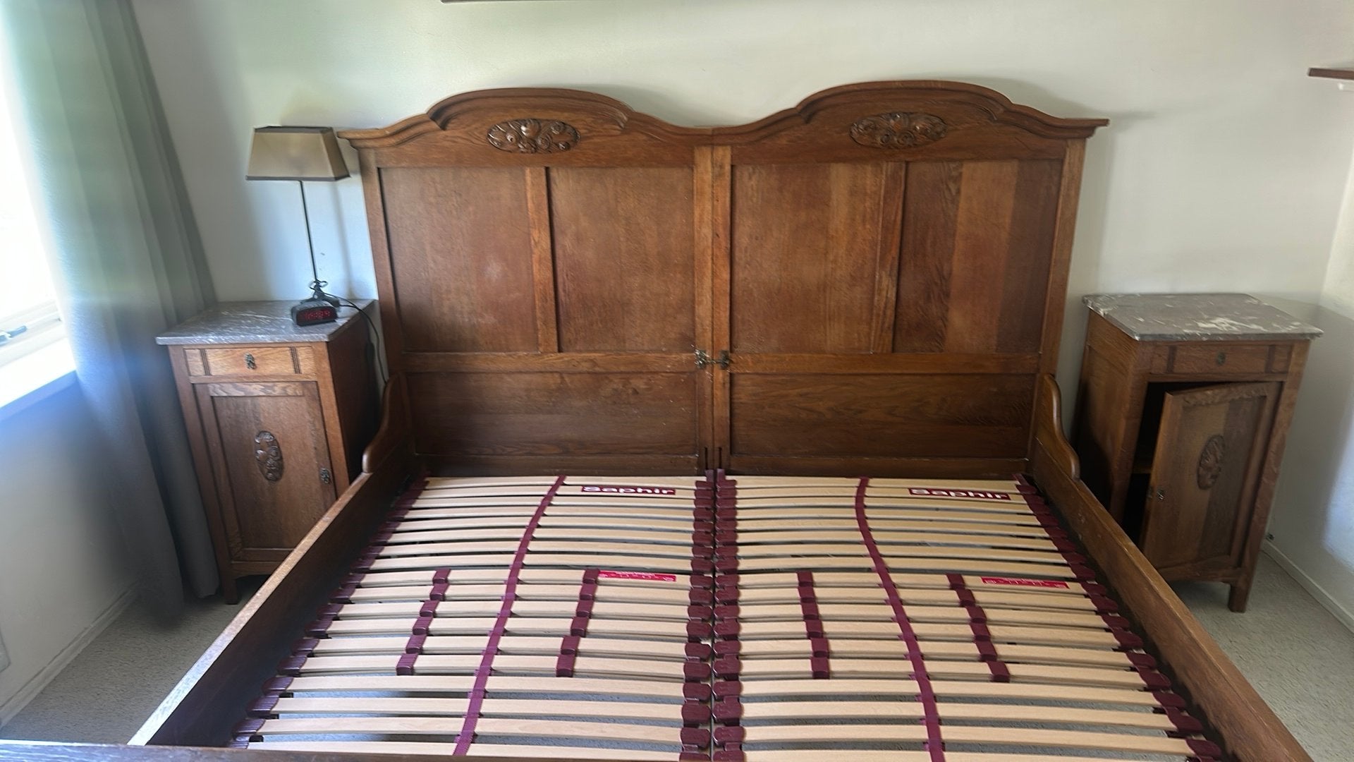 Antiek 2 persoons bed, Huis en Inrichting, Slaapkamer | Complete slaapkamers, Ophalen, Gebruikt, Tweepersoons