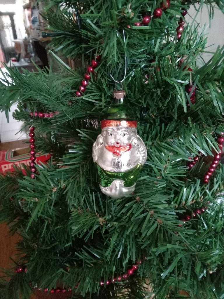 oude glazen kerstbal model boertje, Ophalen of Verzenden, Gebruikt