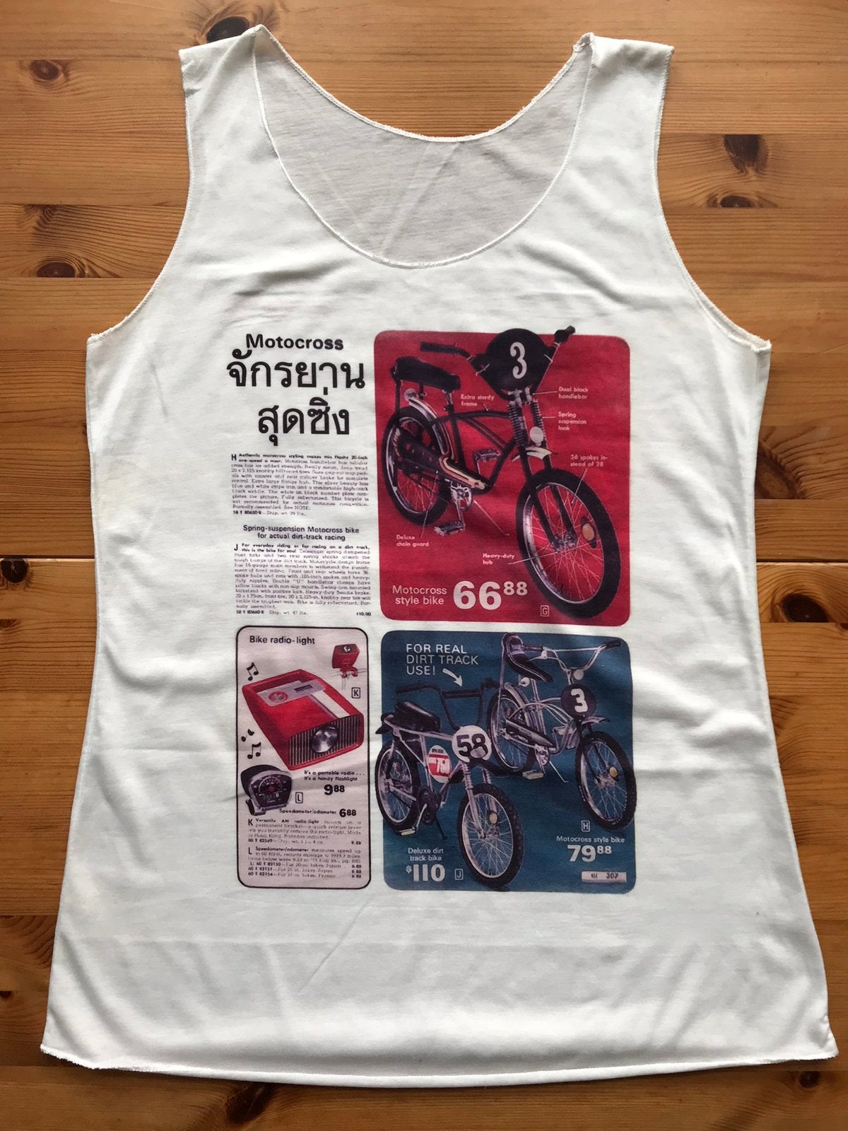 Motorcross witte mouwloze top print egf Thaise letters TT, Maat 38/40 (M), Wit, Ophalen of Verzenden, Zonder mouw