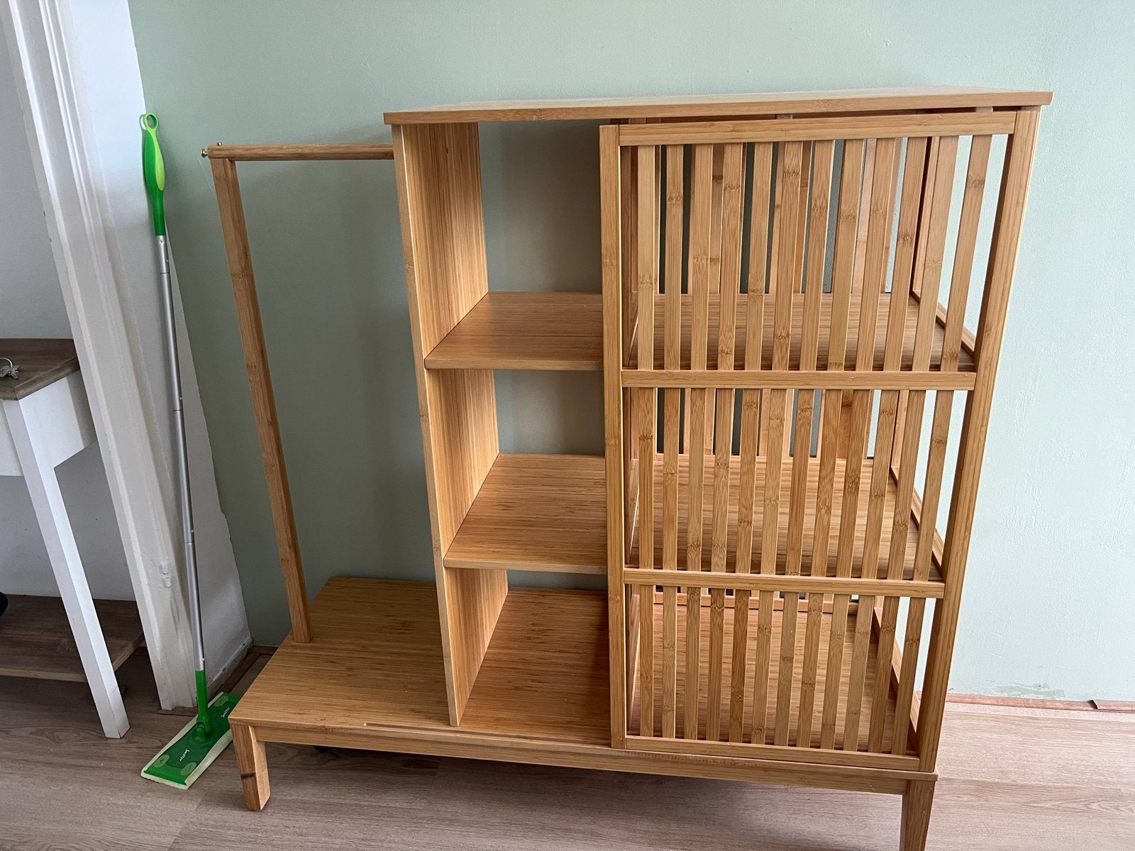 IKEA Bamboe Kast met Schuifdeur en Hangruimte, Huis en Inrichting, Ophalen, Gebruikt, 100 tot 150 cm, Overige houtsoorten