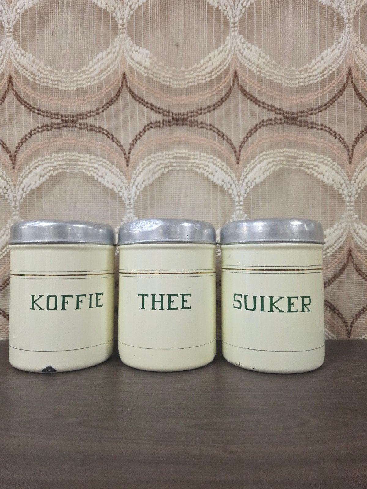 Vintage Emaille Voorraad Bussen - Koffie, Thee, Suiker, Antiek en Kunst, Ophalen of Verzenden