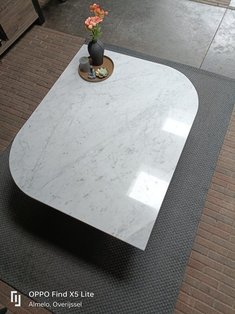 Stijlvolle Carrara Marmeren Salontafel, Ophalen of Verzenden, Rechthoekig, Minder dan 100 cm