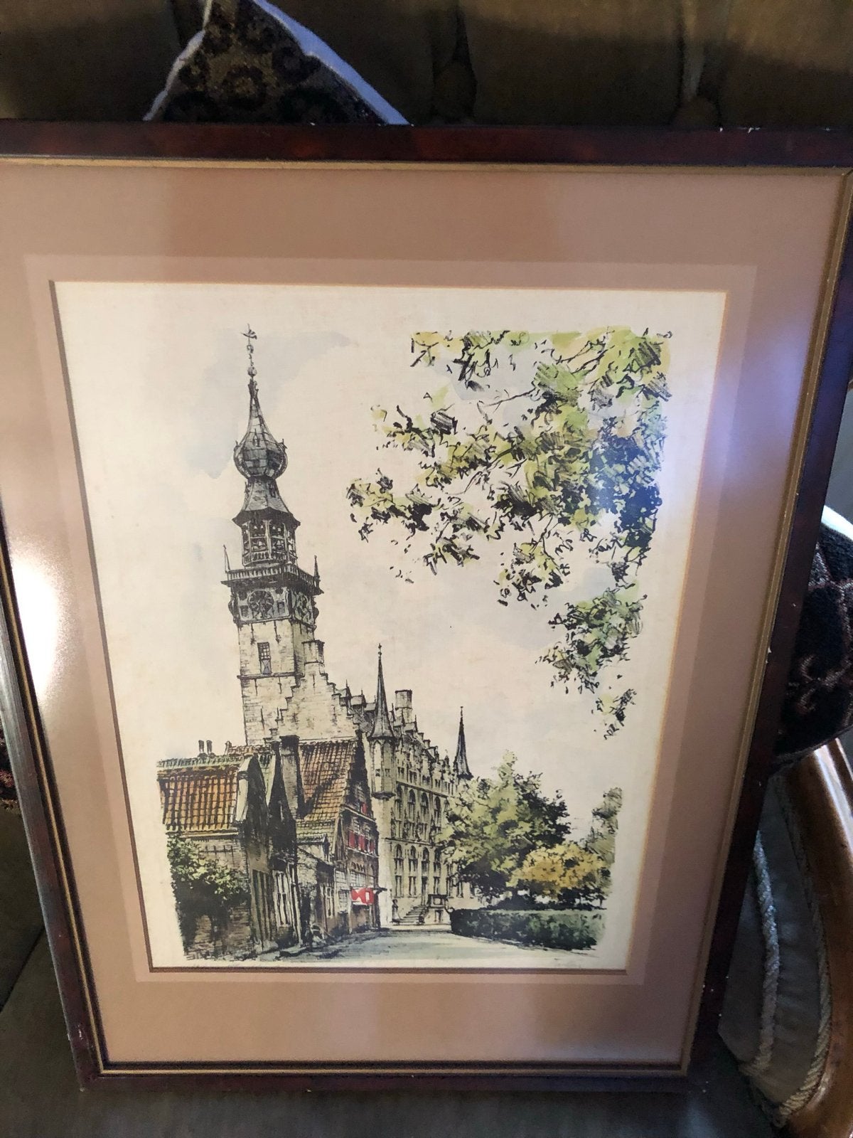 Gerard van Berkel - Kleurenlitho Stadhuis Veere, ingelijst, Antiek en Kunst, Kunst | Litho's en Zeefdrukken, Ingelijst, Ophalen of Verzenden