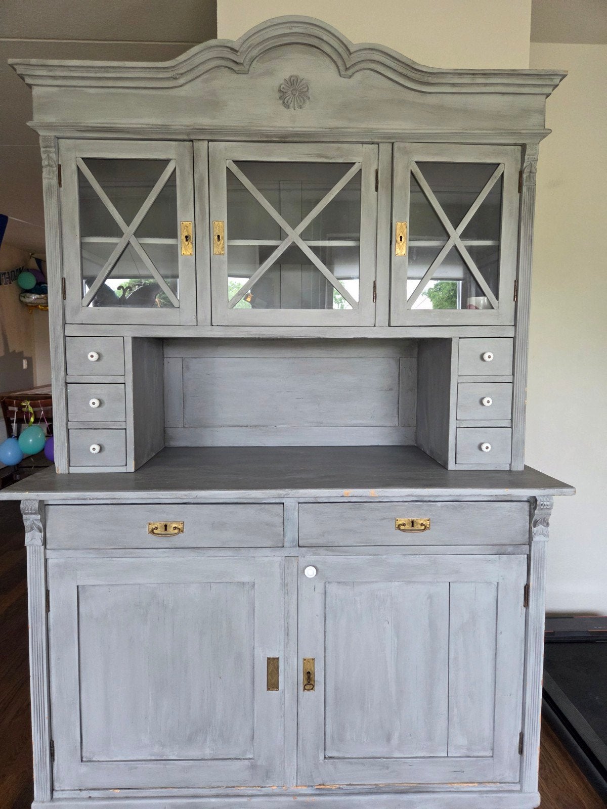 Brocante kast met vitrine en lades - opknapper, Ophalen