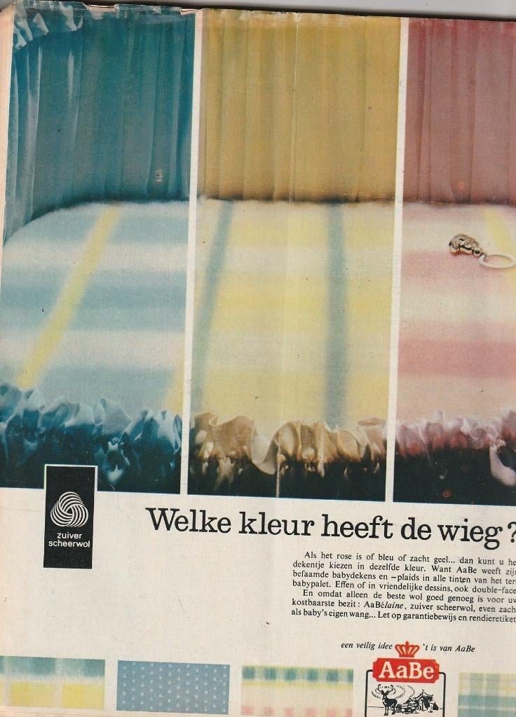 Retro reclame 1966 AaBe wollen baby dekens in de wieg, Verzamelen, Verzenden, Overige typen