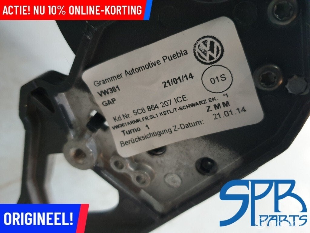 E-GOLF 7 JETTA 5C VI Armsteun LEDER 5C6864207ICE ARMLEUNING, Gebruikt, Volkswagen, Ophalen of Verzenden, Volkswagen