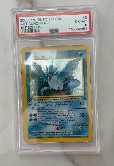 Articuno Holo Dutch 1st edition #2 PSA 6, Verzenden, Zo goed als nieuw, Losse kaart